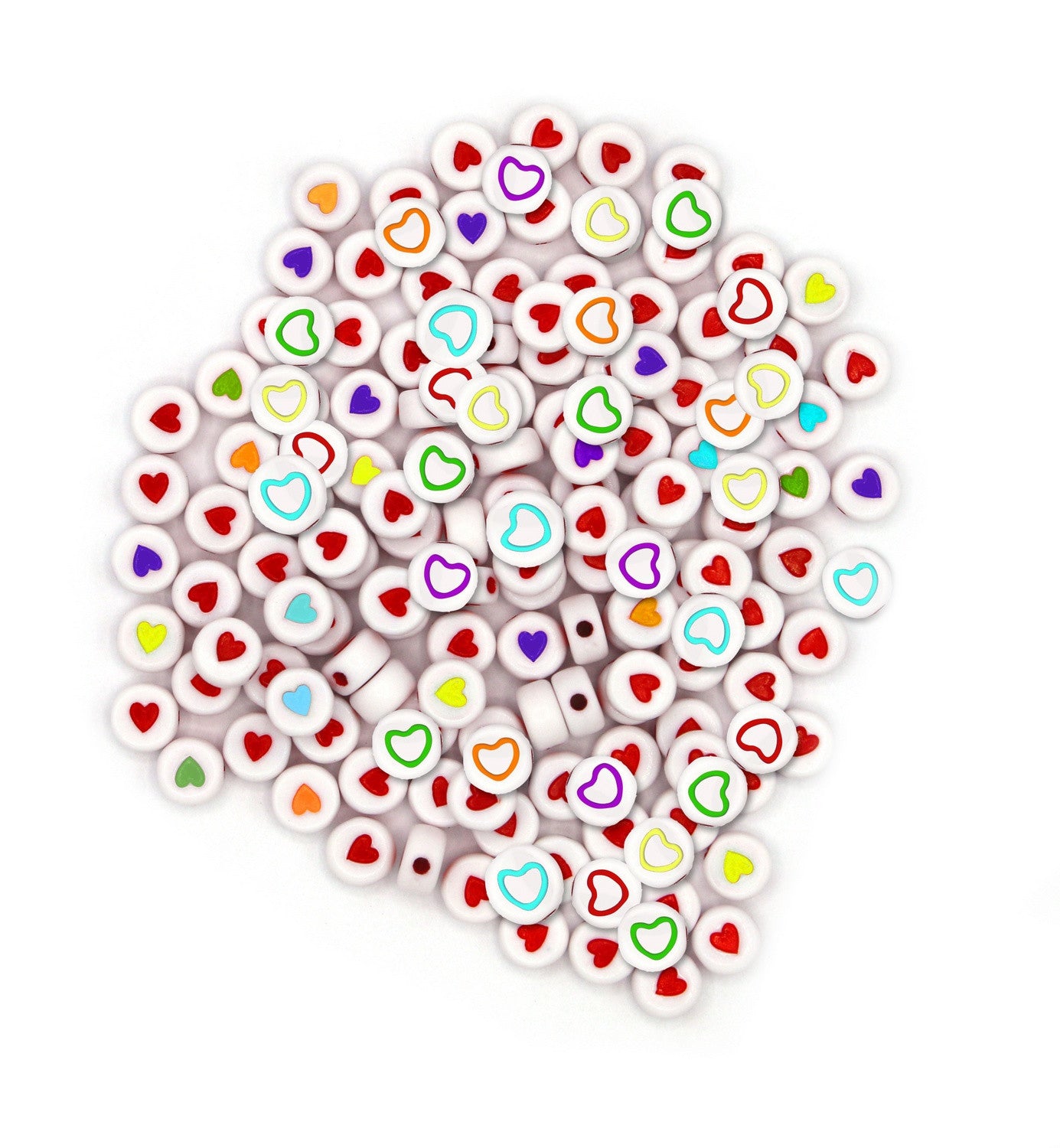 Perles - Avec coeurs - Rondes - Assortiments de couleurs - Bijoux bracelets colliers