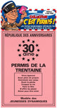 Permis de la 30 aine - Anniversaire - 30 ans - Humour - Carte anniversaire