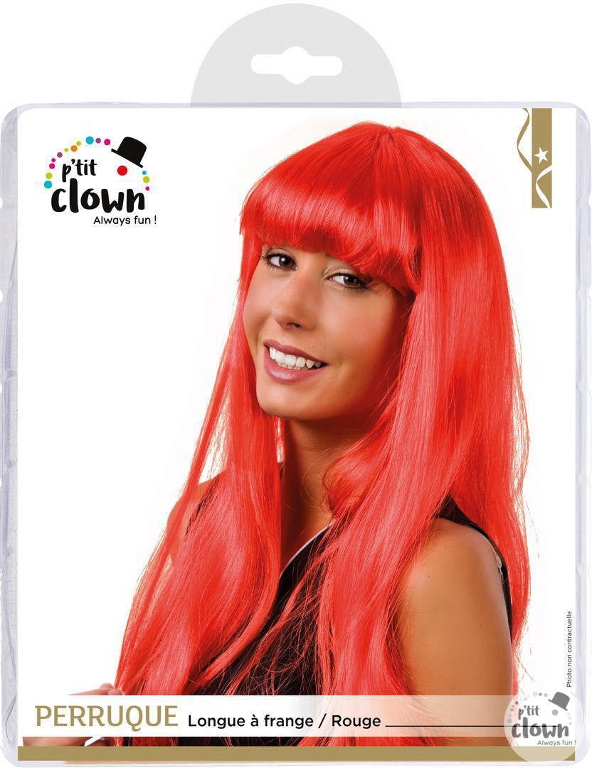 Perruque - Rouge - Avec frange - Déguisement - Cheveux longs - Femme
