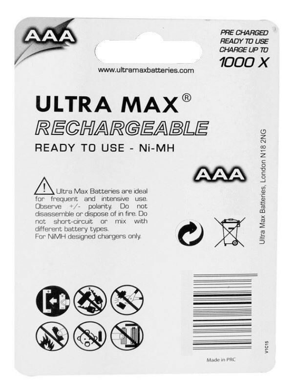PILES RECHARGEABLES LR03 X4 - ULTRA MAX