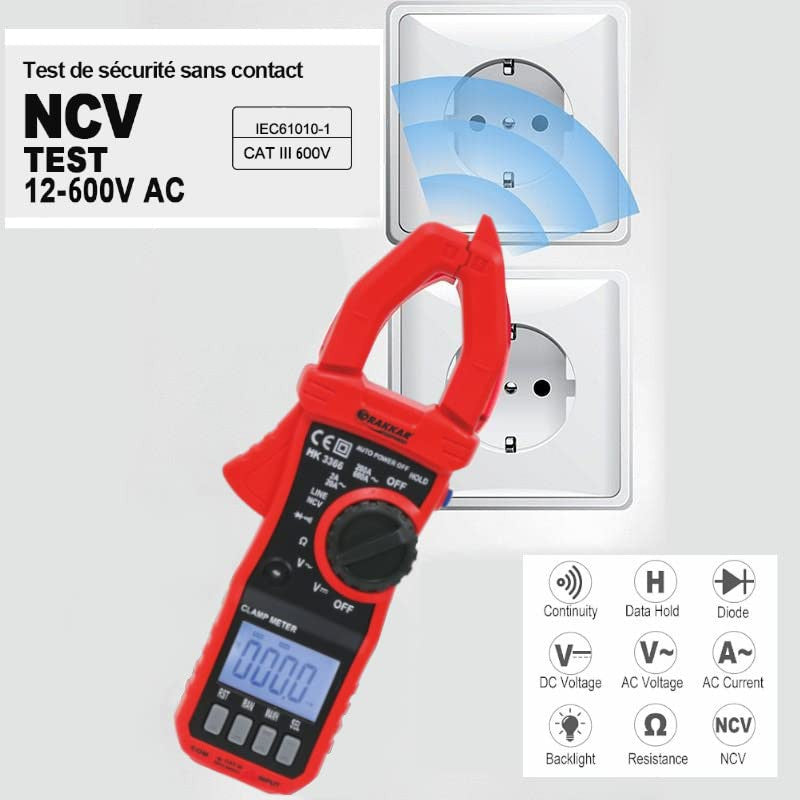 Petite pince ampèremétrique - Mesure les courants électriques - Professionnel - Drakkar Equipement