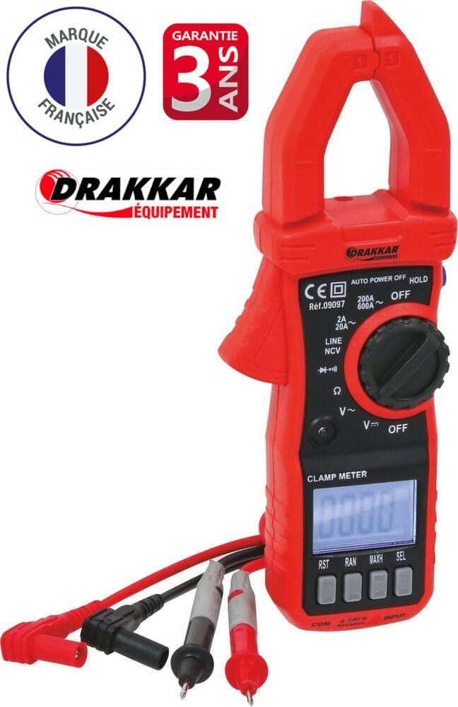Petite pince ampèremétrique - Mesure les courants électriques - Professionnel - Drakkar Equipement