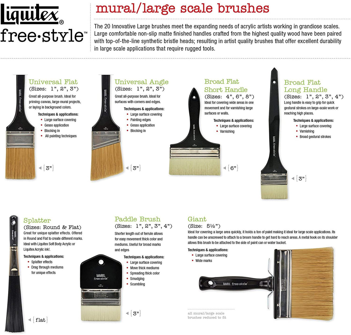 Pinceau brosse universel biseauté Freestyle 5,08cm - Liquitex