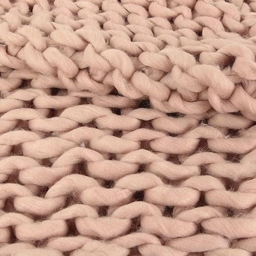 Plaid - Couverture - Rose - Grosse maille - Chaude - Cocooning - Cosy - 1,5x1,2m