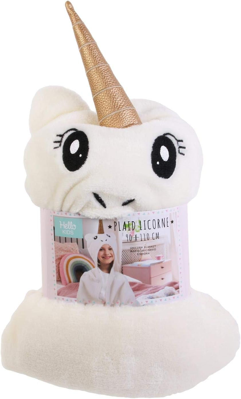 Plaid - Licorne - Avec capuche - Enfant - Doux - 90x110cm - Chambre enfant