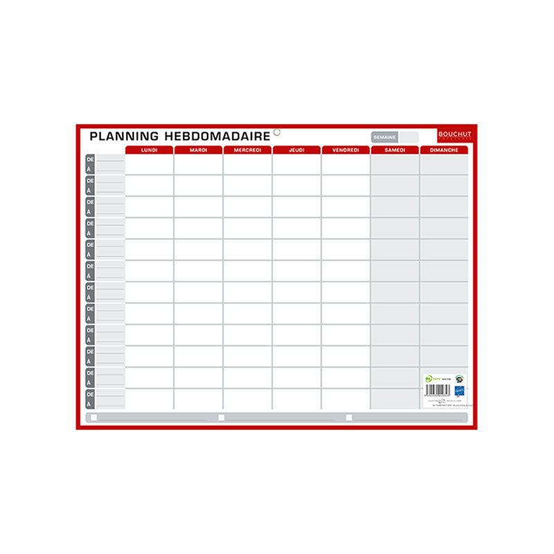 Planning - Calendrier - Annuel - Semaine - Janvier à décembre - Effaçable - 32 x 42 cm