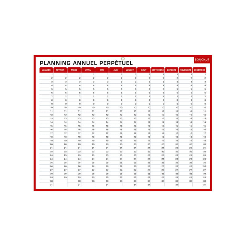 Planning - Calendrier - Annuel - Semaine - Janvier à décembre - Effaçable - 32 x 42 cm
