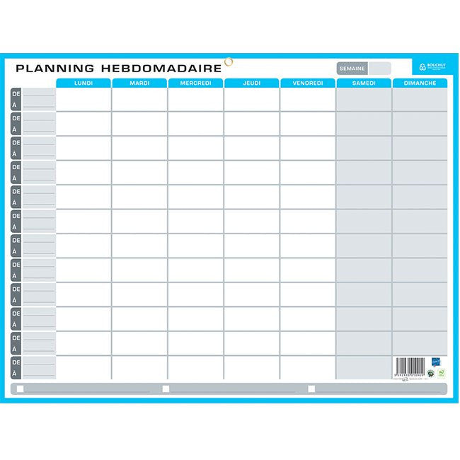 Planning Perpétuel Effaçable Hebdomadaire Et Annuel Scolaire 42X32Cm
