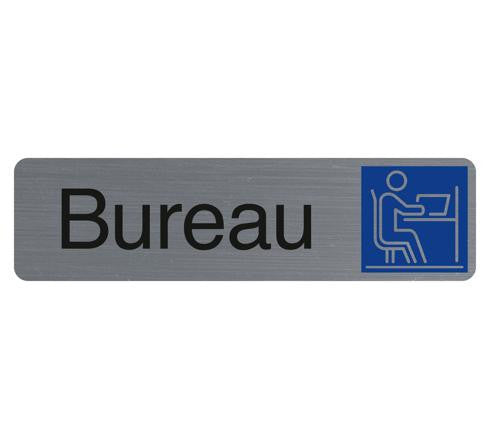 Plaque adhésive - Bureau - Avec pictogramme - Imitation alu - 16,5x4,4cm - Signalétique