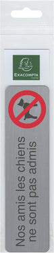 Plaque adhésive - Chiens interdits - Imitation alu - 16,5x4,4cm - Signalétique