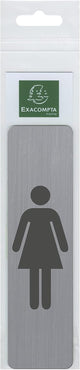 Plaque adhésive - Picto femme - Toilette - Imitation alu - 16,5x4,4cm - Signalétique