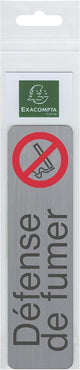 Plaque adhésive - Défense de fumer - Imitation alu - 16,5x4,4cm - Signalétique