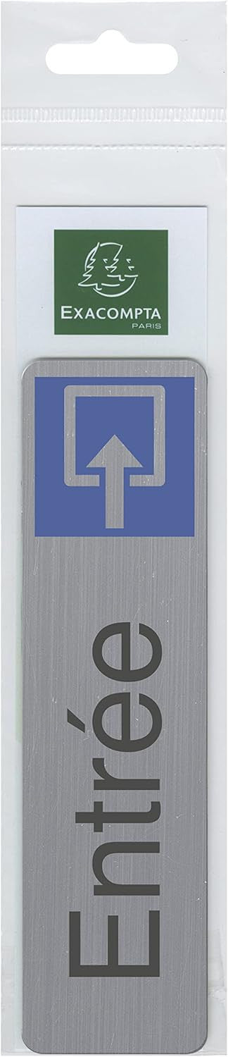 Plaque adhésive - Entrée - Avec pictogramme - Imitation alu - 16,5x4,4cm - Signalétique