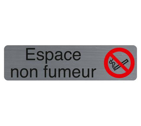 Plaque adhésive - Espace non fumeur - Imitation alu - 16,5x4,4cm - Signalétique