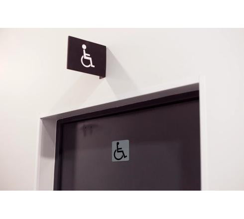 Plaque adhésive - Handicapés - 7,5x7,5cm - Imitation alu - Signalétique