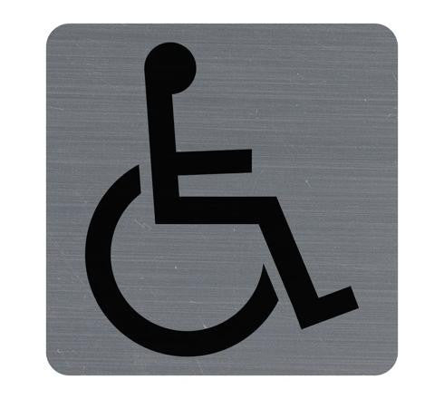 Plaque adhésive - Handicapés - 7,5x7,5cm - Imitation alu - Signalétique