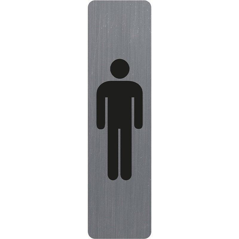 Plaque adhésive - Picto homme - Toilette - Imitation alu - 16,5x4,4cm - Signalétique