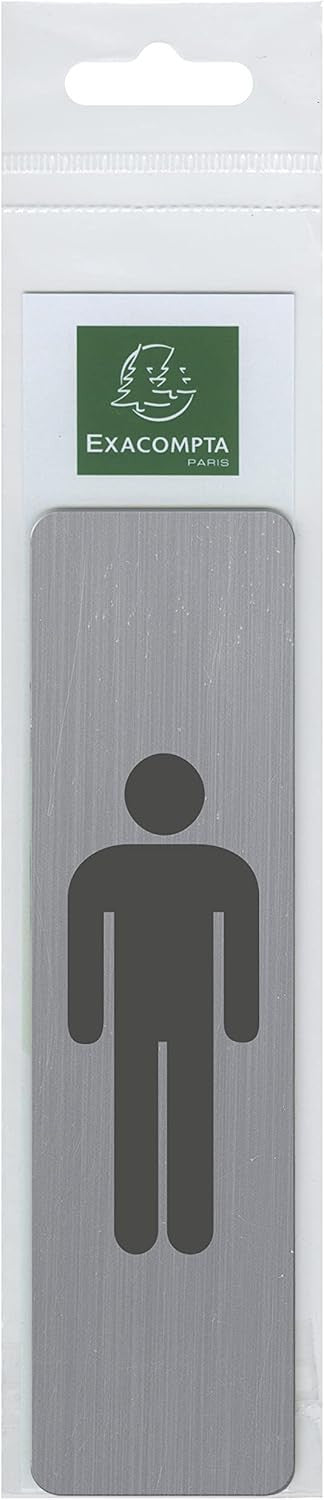 Plaque adhésive - Picto homme - Toilette - Imitation alu - 16,5x4,4cm - Signalétique