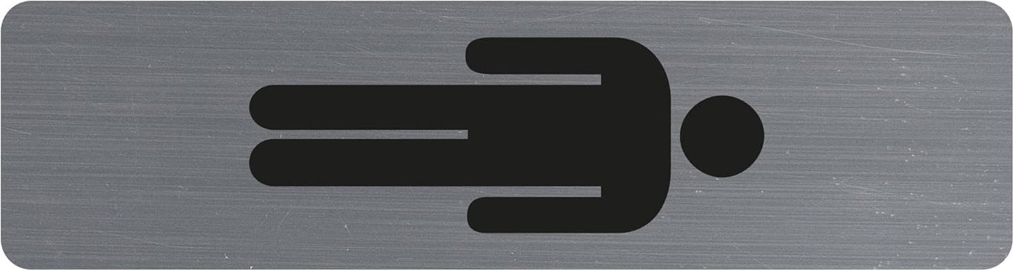 Plaque adhésive - Picto homme - Toilette - Imitation alu - 16,5x4,4cm - Signalétique