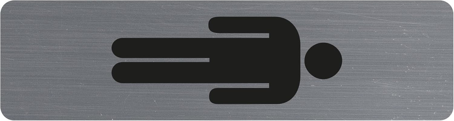 Plaque adhésive - Picto homme - Toilette - Imitation alu - 16,5x4,4cm - Signalétique