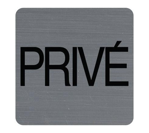 Plaque adhésive - Privé - Espace privé - 7,5x7,5cm - Imitation alu - Signalétique