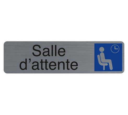 Plaque adhésive - Salle d'attente - Avec pictogramme - Imitation alu - 16,5x4,4cm - Signalétique