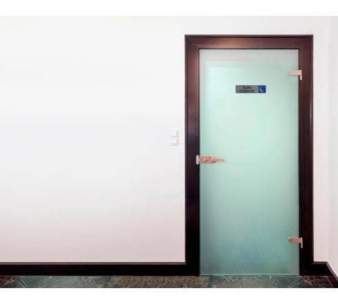 Plaque adhésive - Salle d'attente - Avec pictogramme - Imitation alu - 16,5x4,4cm - Signalétique