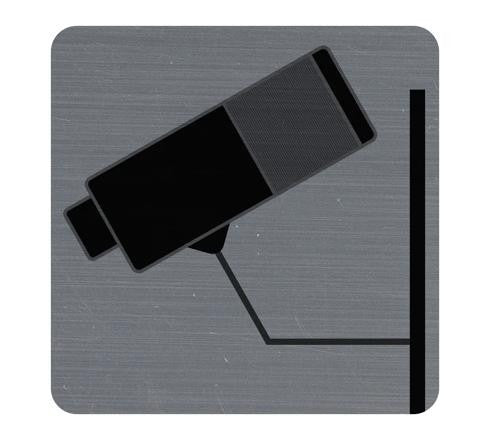 Plaque adhésive - Vidéo surveillance - Caméra - 7,5x7,5cm - Imitation alu - Signalétique