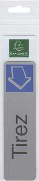 Plaque adhésive - Tirez - Horizontal - Imitation alu - 16,5x4,4cm - Signalétique