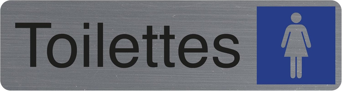 Plaque adhésive - Toilettes femme - Imitation alu - 16,5x4,4cm - Signalétique
