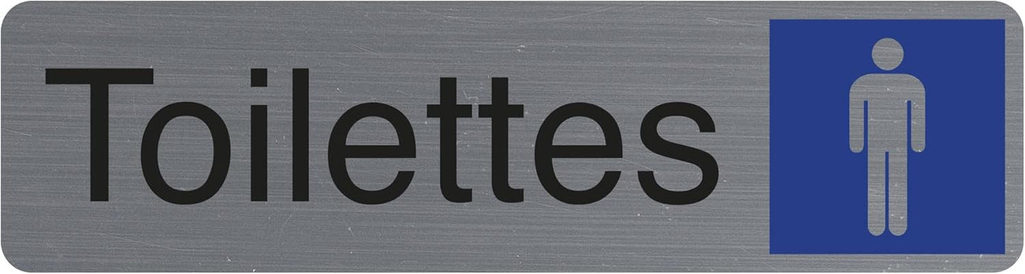 Plaque adhésive - Toilettes homme - Imitation alu - 16,5x4,4cm - Signalétique