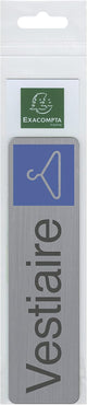 Plaque adhésive - Vestiaire - Avec pictogramme - Imitation alu - 16,5x4,4cm - Signalétique