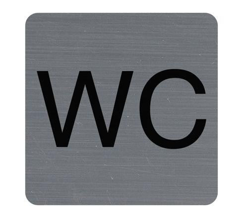Plaque adhésive - Toilettes - WC - 7,5x7,5cm - Imitation alu - Signalétique