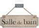 Plaque de porte - Salle de bain - Bois - A suspendre - Déco - 20x6,5cm