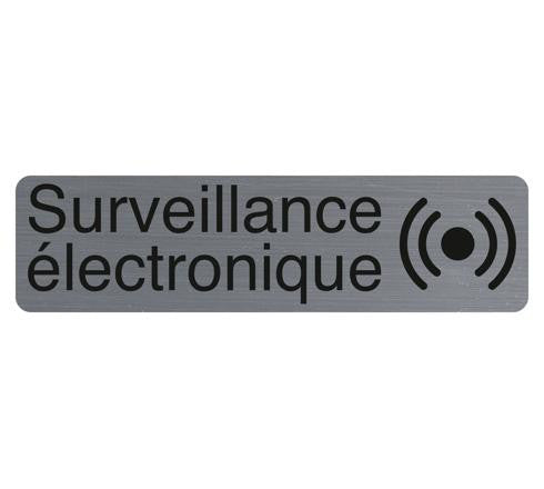 Plaque adhésive - Surveillance électronique - Imitation alu - 16,5x4,4cm - Signalétique