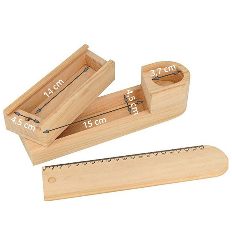 Plumier - 2 compartiments - En bois - 23,5x6,5cm - A personnaliser