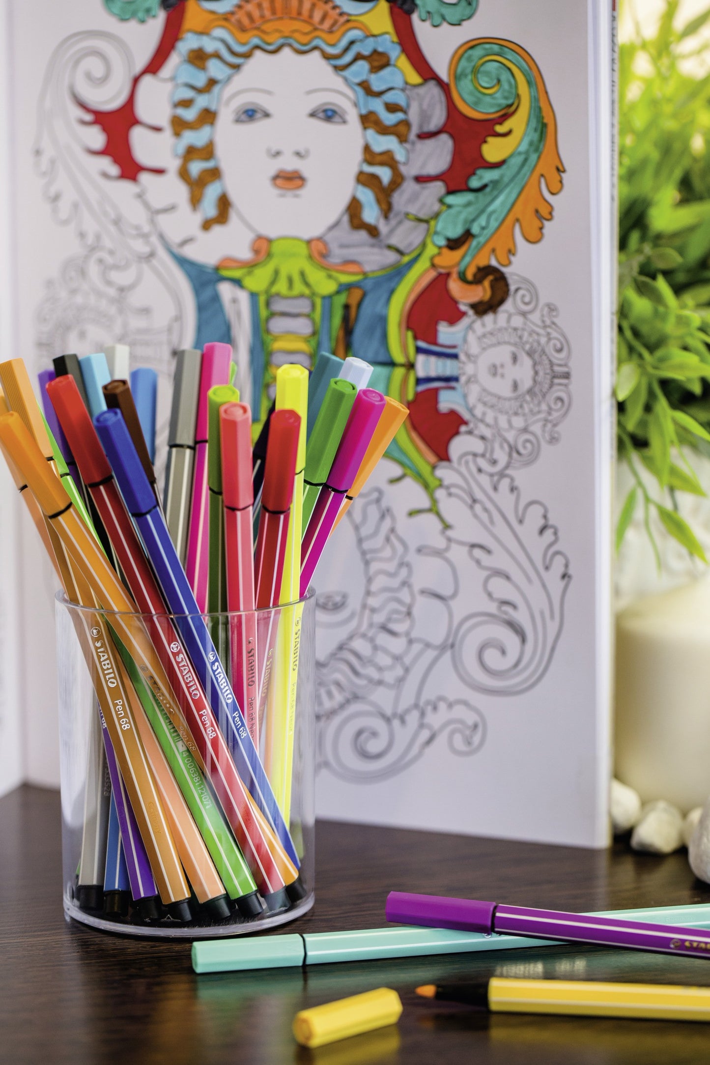 Pochette de 30 feutres de dessin STABILO Pen 68 - pointe moyenne - coloris assortis dont 6 fluo