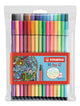 Pochette de 30 feutres de dessin STABILO Pen 68 - pointe moyenne - coloris assortis dont 6 fluo