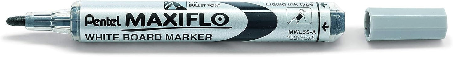 Pochette de 4 marqueurs - Effaçable - Pointe ogive - Tableau blanc - Pentel - Maxiflo