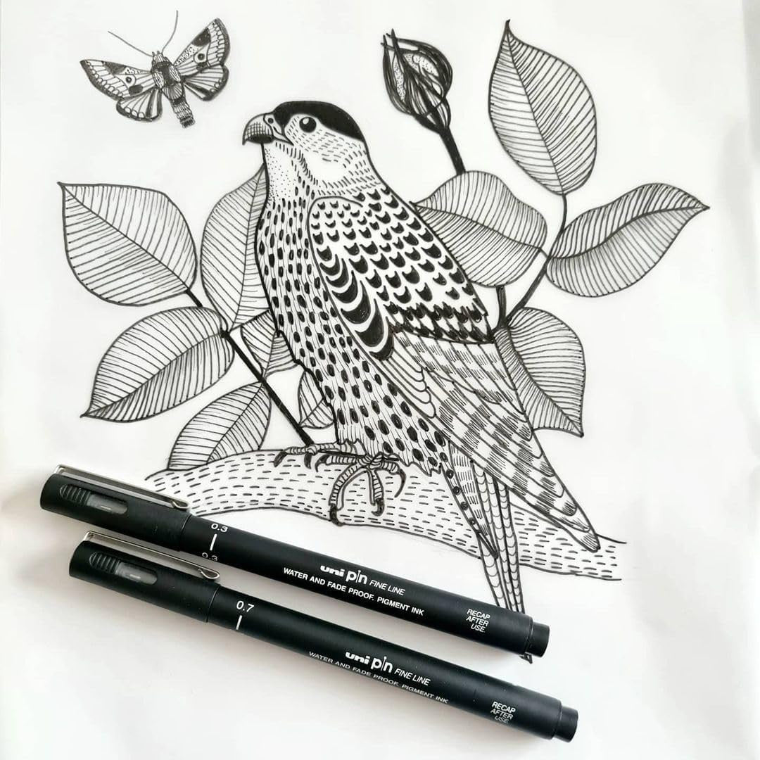 Pochette de 5 feutres - Dessin et écriture - Pointe pinceau - Uni-Ball - Uni Pin - Brush Art