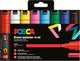 Pochette 8 marqueurs POSCA - PC8K - Couleurs basiques - Pointe large biseautée