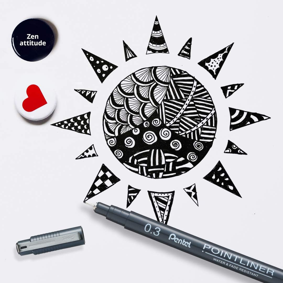 Pochette de 5 feutres de dessin - Pointliner - Dessin et écriture - Assortiment - Pentel Arts