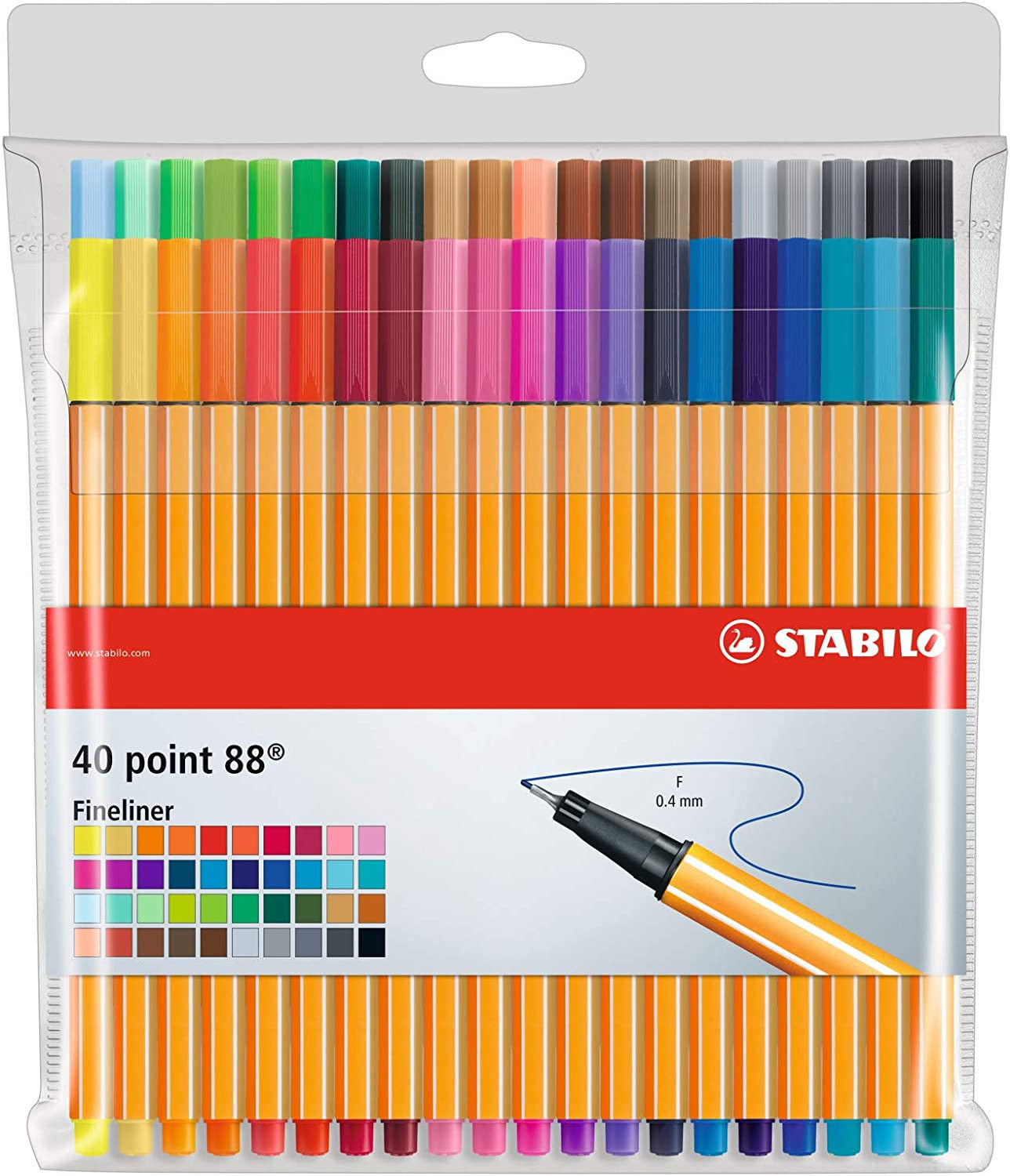 Pochette de 40 stylos-feutres STABILO point 88 - pointe fine - Assortiment