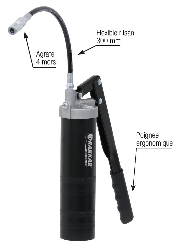 Pompe à graisse - Manuelle - Pour cartouches à visser - Graisse - Huile - Essence