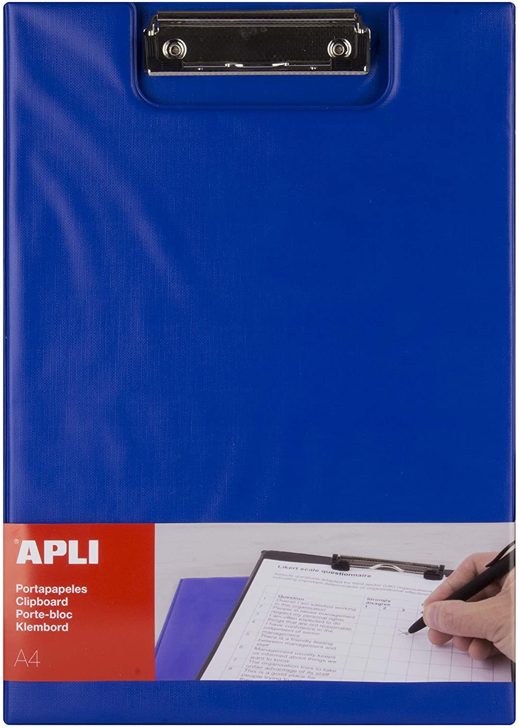 Porte-bloc - Pour documents A4 - Avec rabat - Clip métal - PVC - Bleu