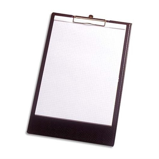 Porte-bloc - Pour documents A4 - Avec rabat - Clip métal - PVC - Noir
