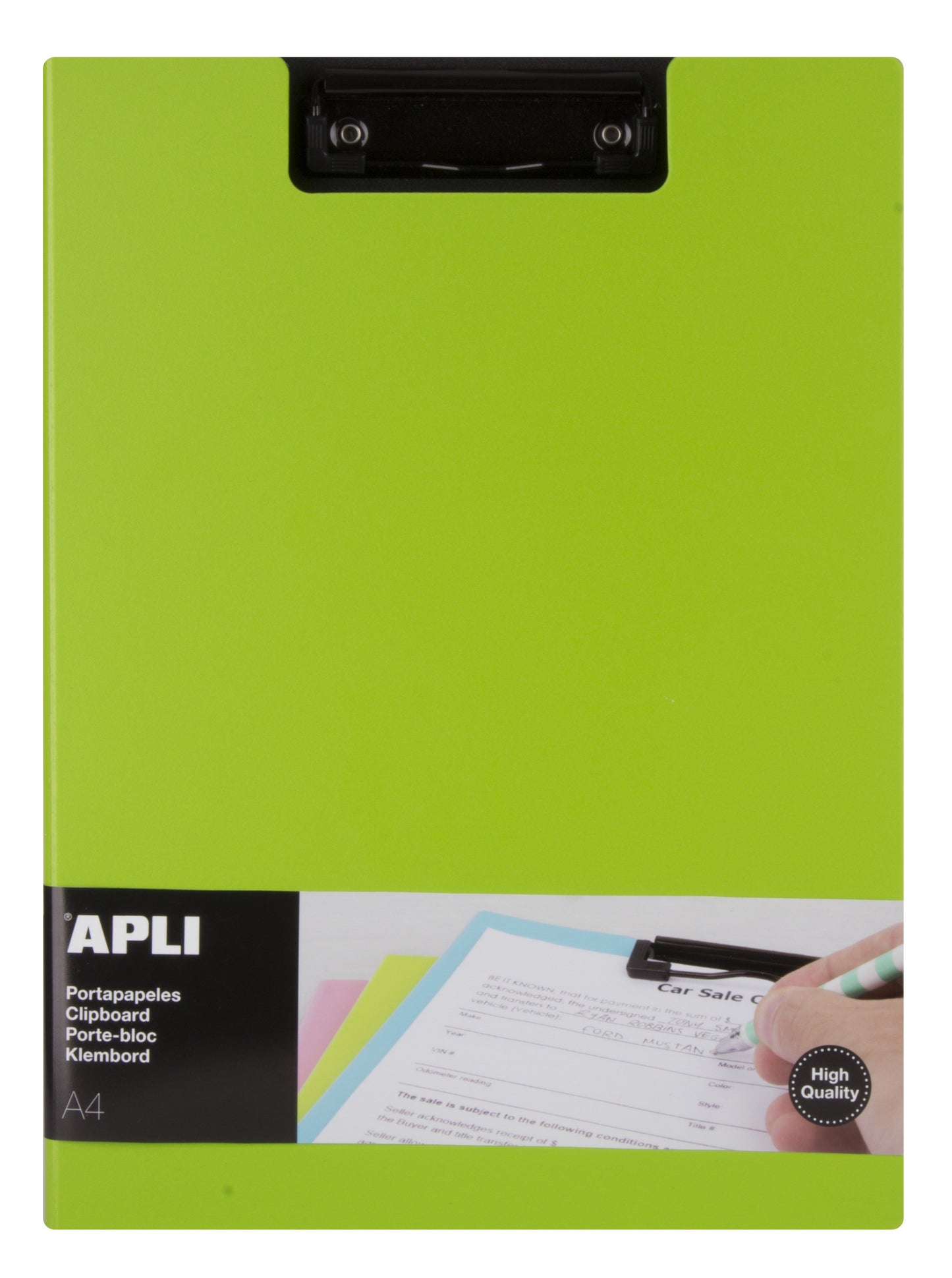 Porte-bloc - Pour documents A4 - Avec rabat - Clip métal noir - PVC - Vert