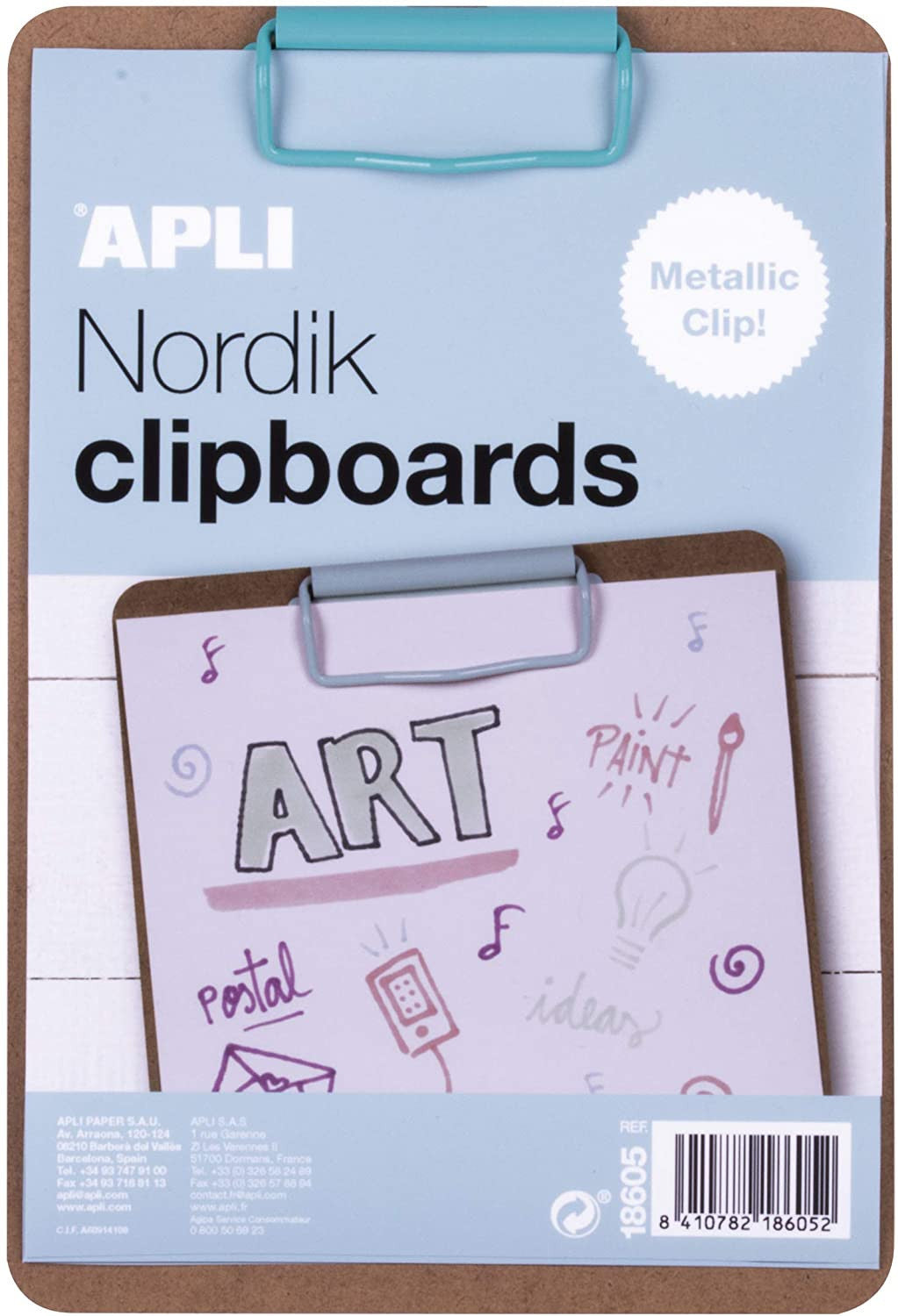 Porte-bloc - Pour document A5 - Clip métal bleu - Bois - Apli Nordik
