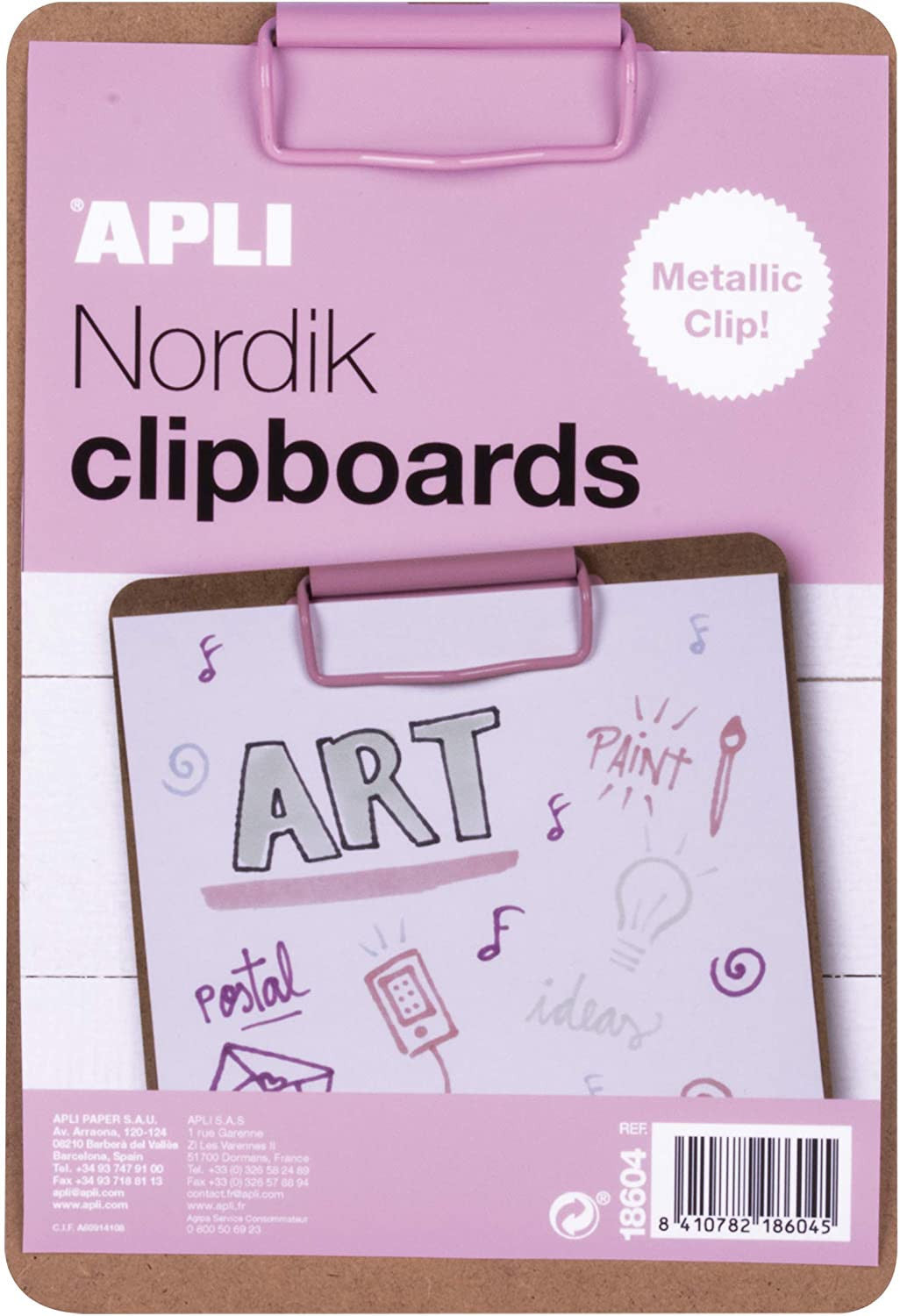 Porte-bloc - Pour document A5 - Clip métal rose - Bois - Apli Nordik