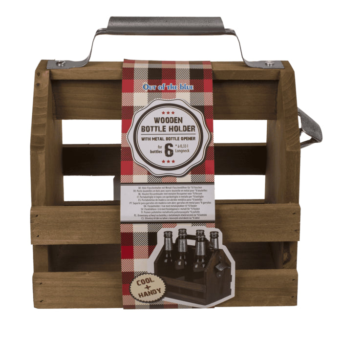 Porte-bouteille - Bois - Avec ouvre-bouteille intégré - Pour 6 bouteilles 33cl